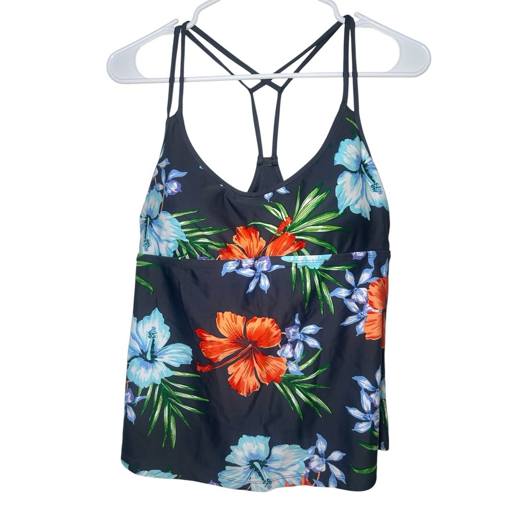 Kona Soul Women's Tankin Swim Large‎ Floral Resort Tropical Top Beach Vacation